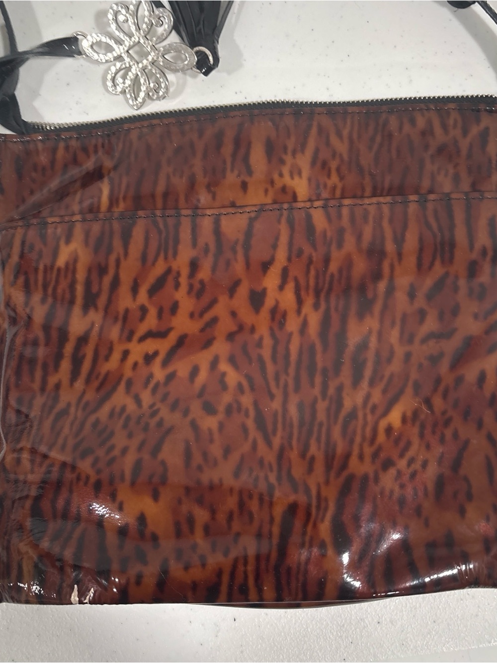 Brighton Brown Leopard-Print Crossbody with Black Strap & Tassel - Picture 5 of 11